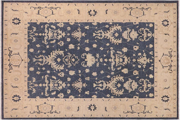 handmade Traditional Kafkaz Bluish Gray Beige Hand Knotted RECTANGLE 100% WOOL area rug 9 x 12